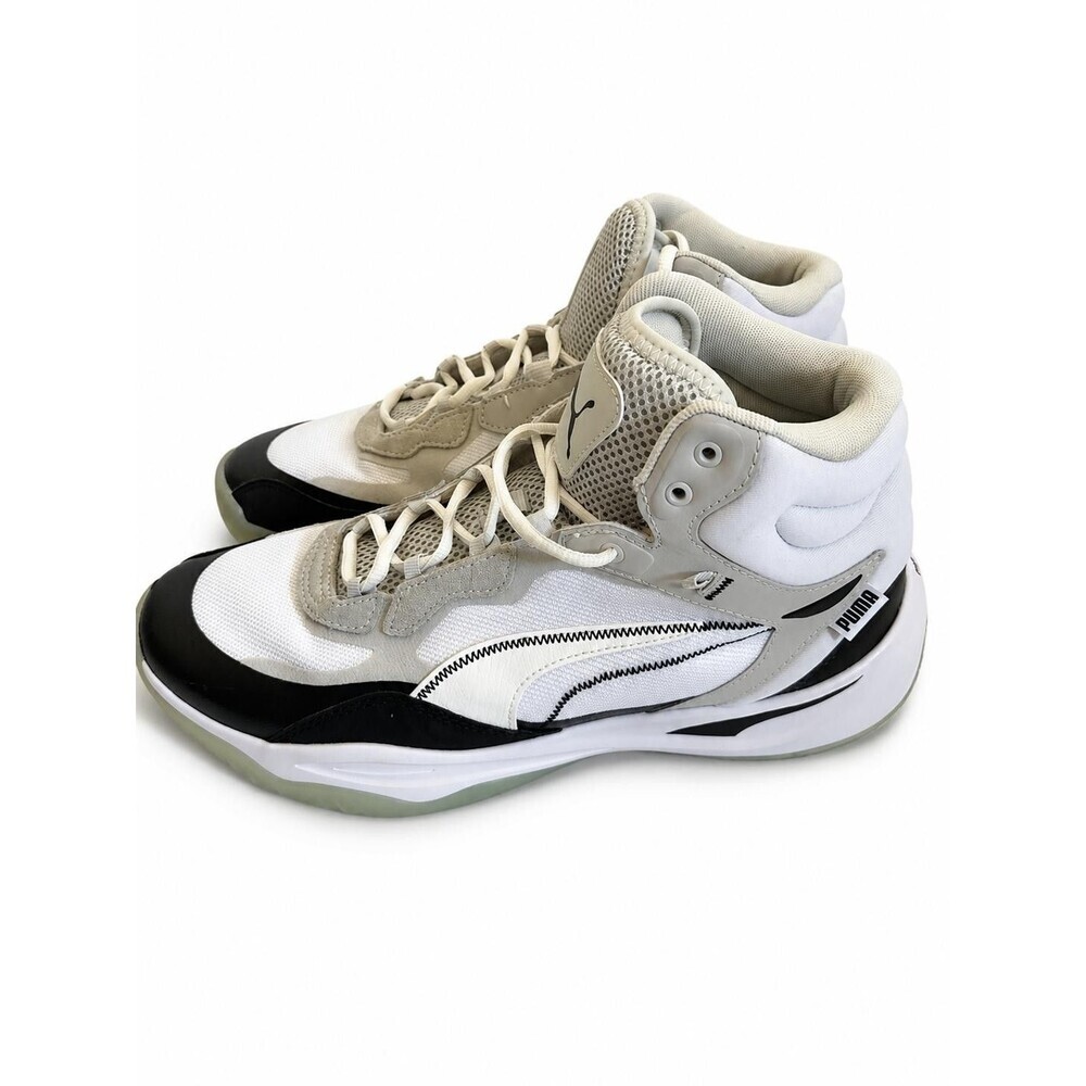 PUMA Mens Playmaker Pro Mid Basketball Sneakers White Black Shoes Size 11